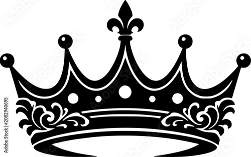 Black Royal Crown Ornamental Vector Illustration
