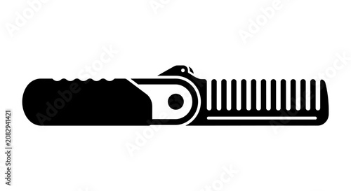 Black silhouette icon of a folding pocket hair comb.