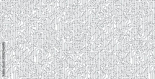 Seamless digital circuit board on a white background.