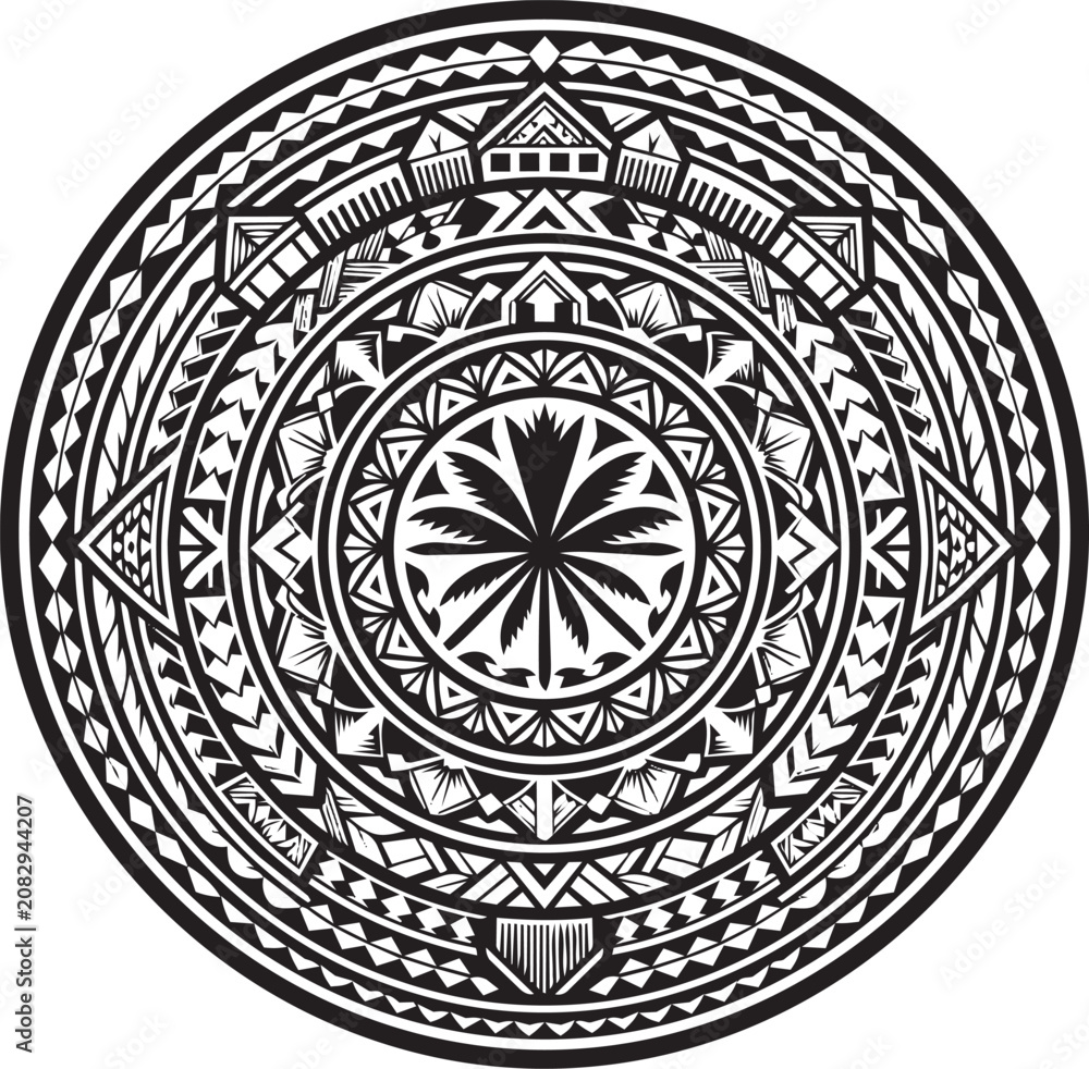 Naklejka premium samoa tribe circular tribal etnic pattern