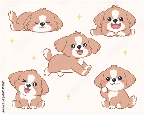 Dog Flat Drawing Smiling Puppy Art