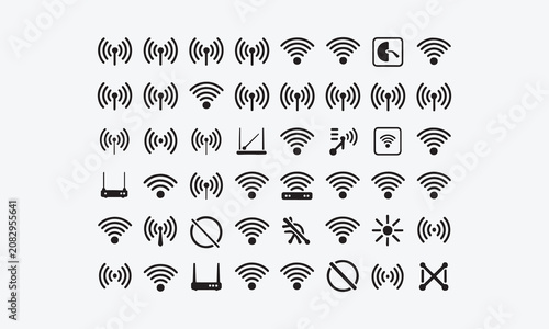 Wifi internet icons symbol set, wifi logo button collection
