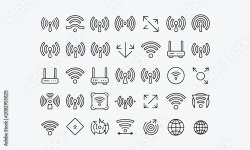 Wifi internet icons symbol set, wifi logo button collection