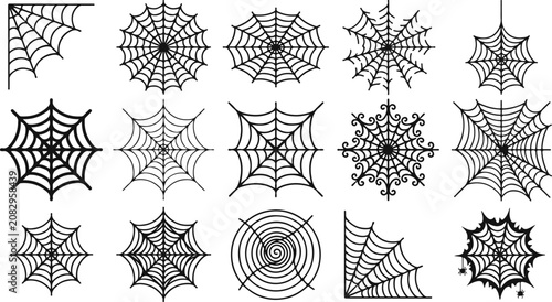 Halloween Spider Web Set, Cobweb SVG Bundle, Spider Web Vector Silhouette Collection