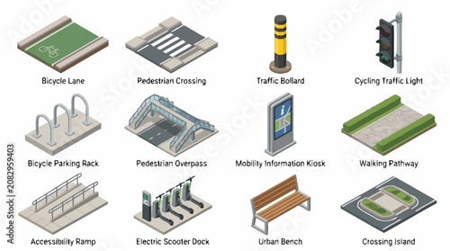 Collection of Urban Infrastructure and Traffic Elements.