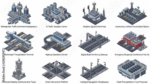 Isometric Industrial Complex and Infrastructure Illustrations.