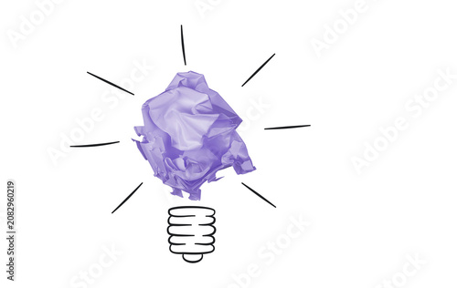 High-quality conceptual graphic design asset featuring a paper lightbulb on pure white background. Versatile template for website headers, advertising banners, and abstract concepts