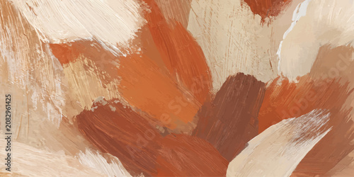 Canvas Print Abstract oil painting background with textured terracotta and beige brushstrokes
