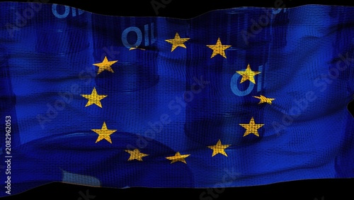 Fotografía Euro flag with oil barrels. Computer generated 3d render