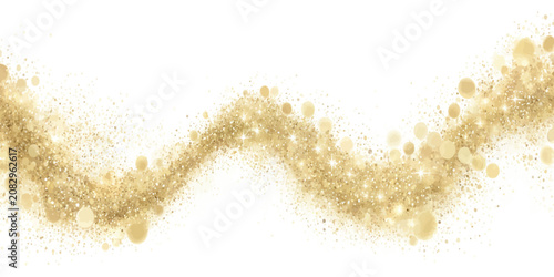 Photos Festive gold glitter wave sparkling effect with particles background abstract ce