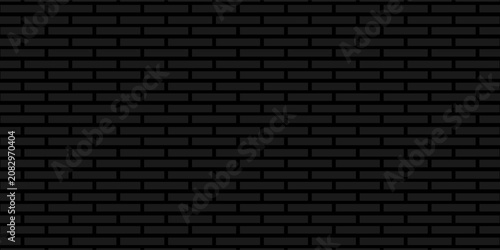 Black brick wall seamless pattern, texture for kitchen backsplash, interior decoration, plastic panel, building outdoor design. Abstract background, vector flat illustration