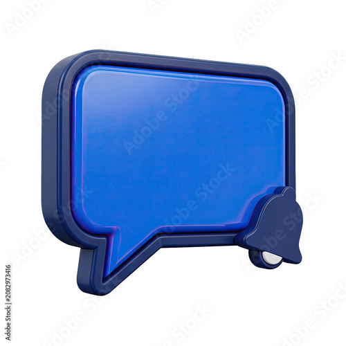 Blue Speech Bubble with Notification Bell Icon