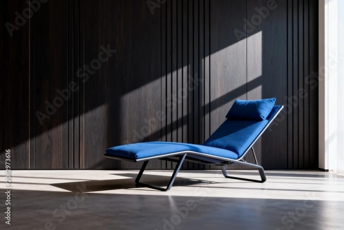 Blue Lounger in Modern Room with Sunlight