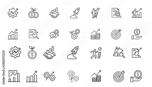 Business growth and finance icons