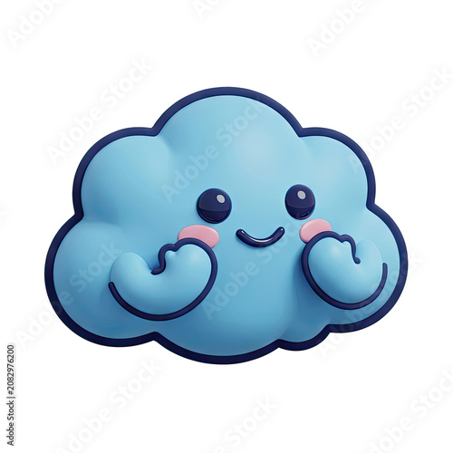 Cute blue cloud character with blush cheeks