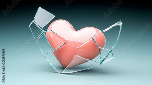 A glossy pink heart enclosed in a delicate, transparent geometric wireframe sits against a smooth gradient background.