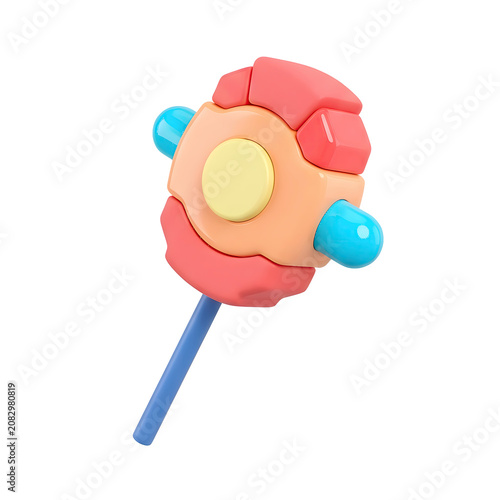 Stylized 3D Render Lollipop with Blue Stick