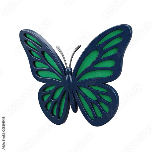 3D Blue and Green Butterfly