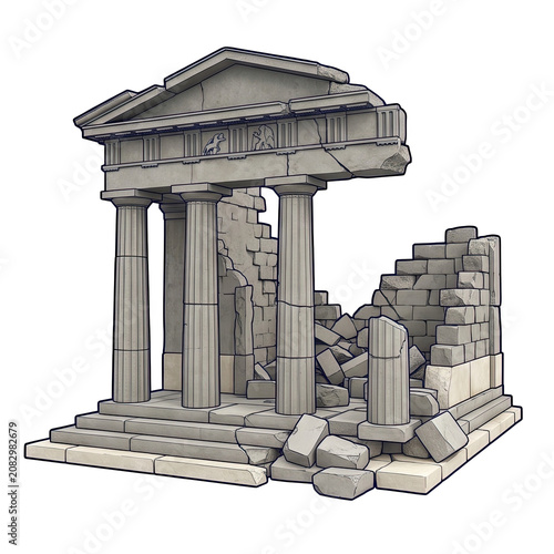 Ancient Greek ruins with columns and stone blocks