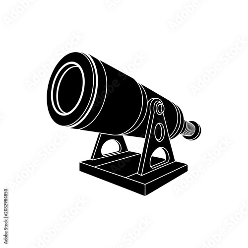 Cuadro en lienzo Antique naval cannon on metal mount for historical defense demonstration