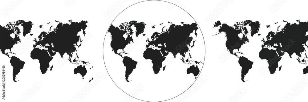 Obraz premium Planet icons featuring world globe, Earth symbols, travel, geography, international communication, and global project vector illustrations.