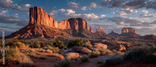 Monument Valley Utah Sunset Panorama  Dramatic Red Rock Landscape Photography