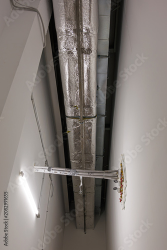 Building Ventilation System, Modern HVAC Infrastructure and Air Circulation Engineering Concept