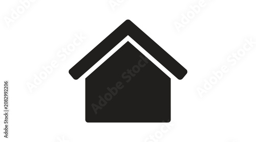 Minimalist Black House Symbol Icon on White Background