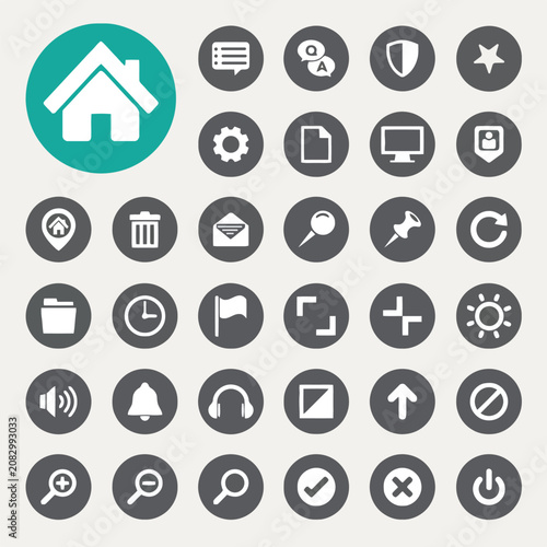 Collection of 40 Technology and Communication Icons in Circular Style  Vector Illustration