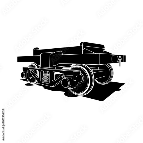 Slika na platnu Railroad bogie frame with wheels, springs, and braking components