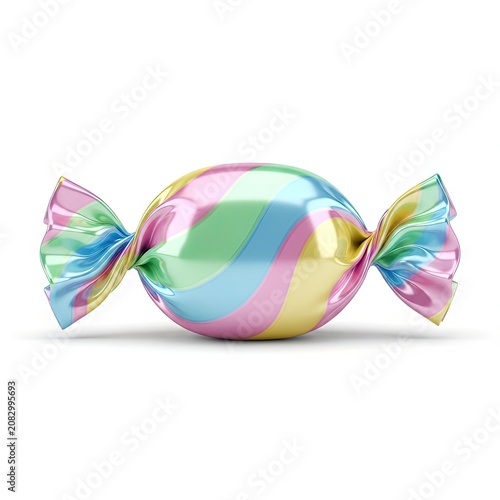 Colorful Wrapped Candy Sweet Treat Isolated on White Background.