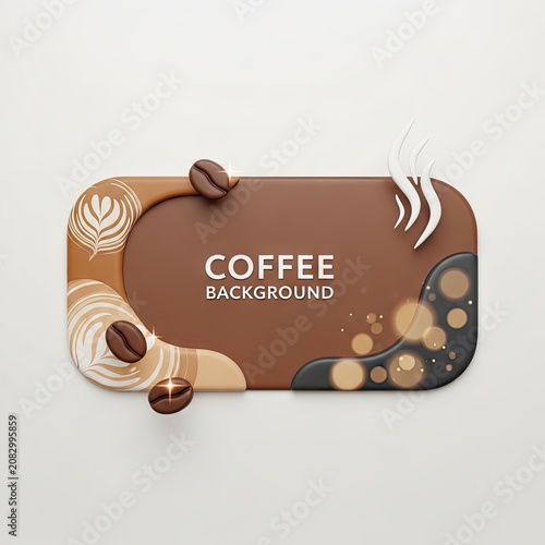 Coffee Background with Latte Art and Coffee Beans.