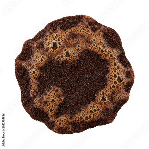 Coffee stain isolated on white background, top view.