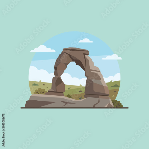 A flat vector illustration of a natural stone arch