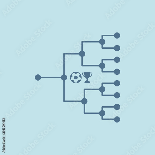 A blue graphic showing a sports tournament bracket structure