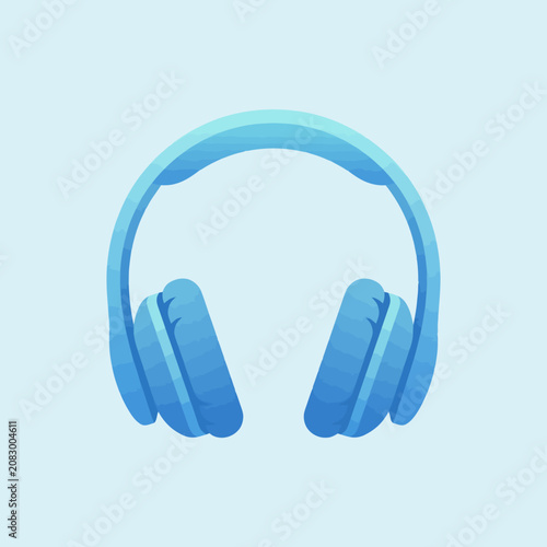 A blue pair of wireless headphones on a light background