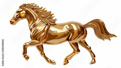 Foto Golden Horse Statue A Detailed Vector Illustration With A Metallic Sheen And Whi