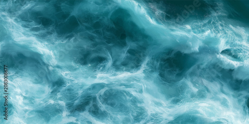 Konstfotografi Blue water flowing into a pool merging with ocean waves under stormy cloudy nigh