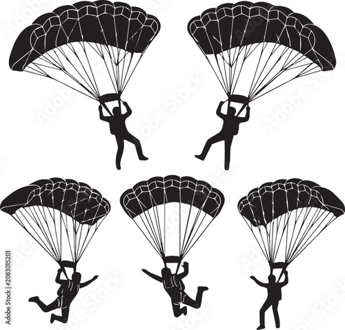 Parachute silhouette graphics for adventure and extreme sports designs