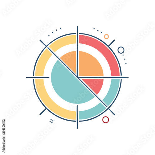 Colorful circular diagram with segments and dividers