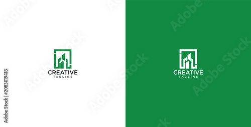 Cuadro en lienzo Modern abstract creative building logo concept for urban development and real es