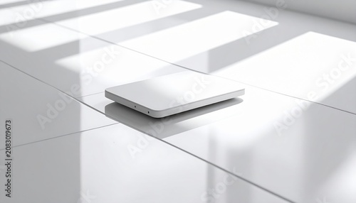 Modern white wireless communication device for computer input, showcasing sleek design and minimalist technology