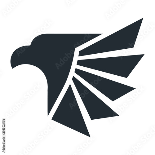 Geometric eagle head with stylized feathers icon graphic symbol icon