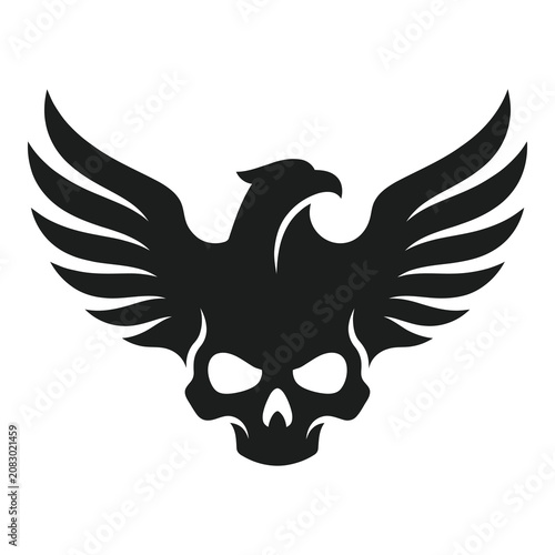 Graphic design of eagle wings on a skull head icon