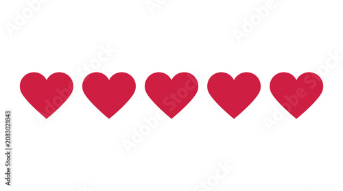 Quadro su tela Red Hearts Isolated on White Background Romantic Love Symbol Collection Design E