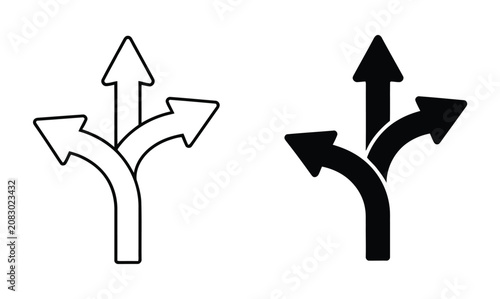 Schilderij op canvas choice vector icons featuring alternate route symbols in line and filled flat designs for decision making interface