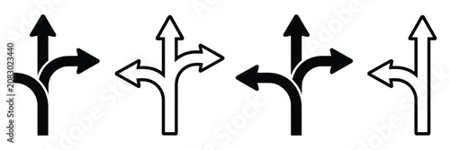 Quadro su tela choice vector icons featuring alternate route symbols in line and filled flat designs for decision making interface
