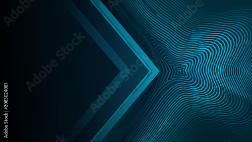 Bild auf Leinwand Concentric wave pattern and angled lines a dark teal vector illustration backgro