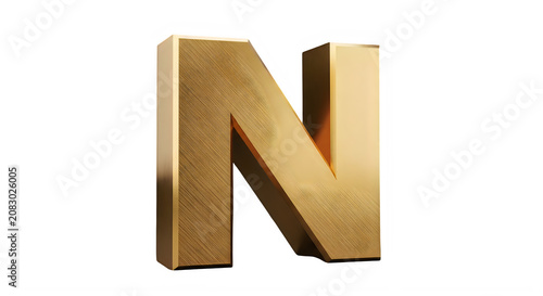 Gold metal letter N alphabet character symbol font typeface uppercase transparent background