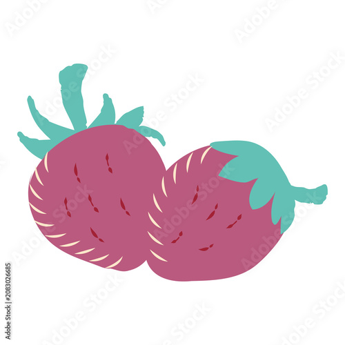 Lineless Flat Strawberry Fruit Illustration Set